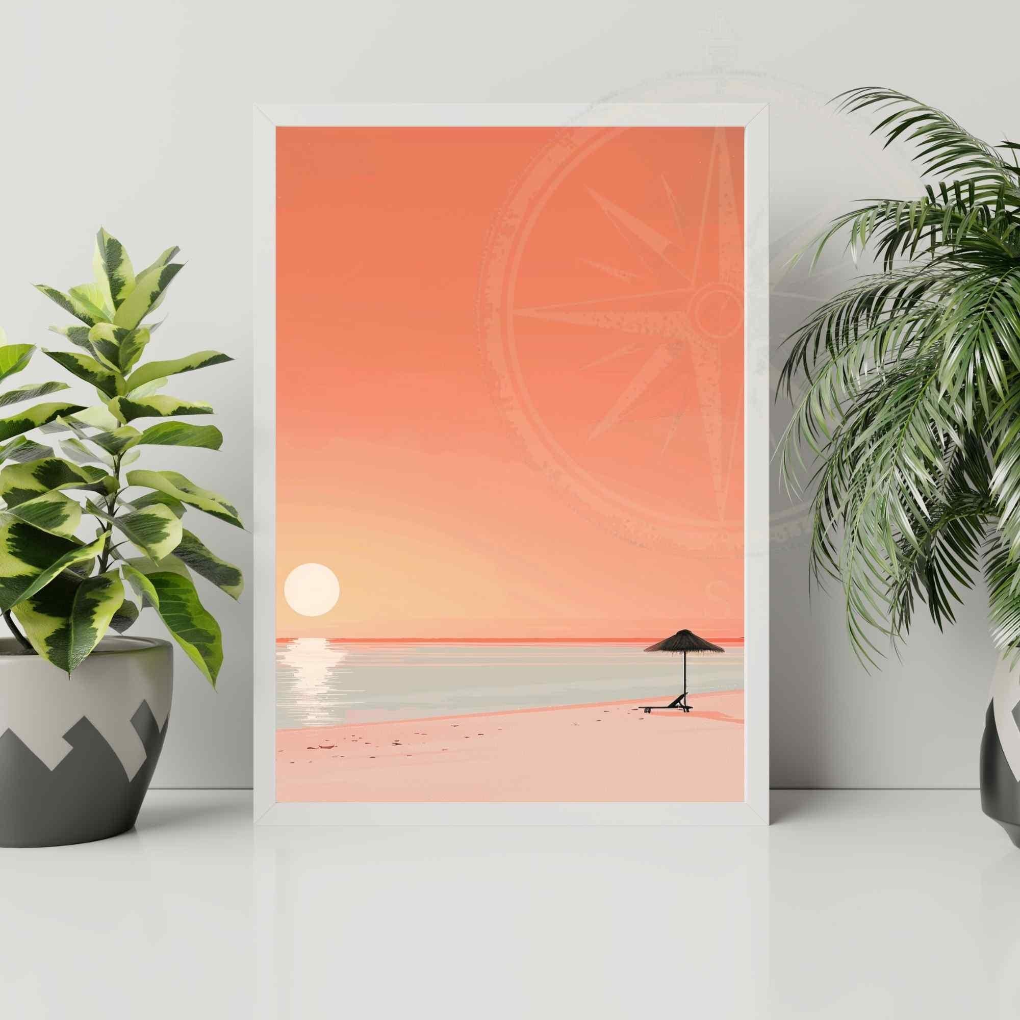Affiche plage  - Affiche Minimaliste plage - Affiche coucher de soleil